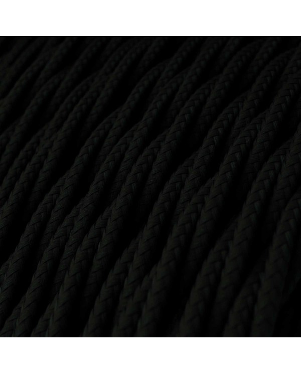 Twisted Electric Cable covered by Rayon solid color fabric TM04 Black