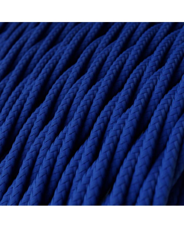 Twisted Electric Cable covered by Rayon solid color fabric TM12 Blue