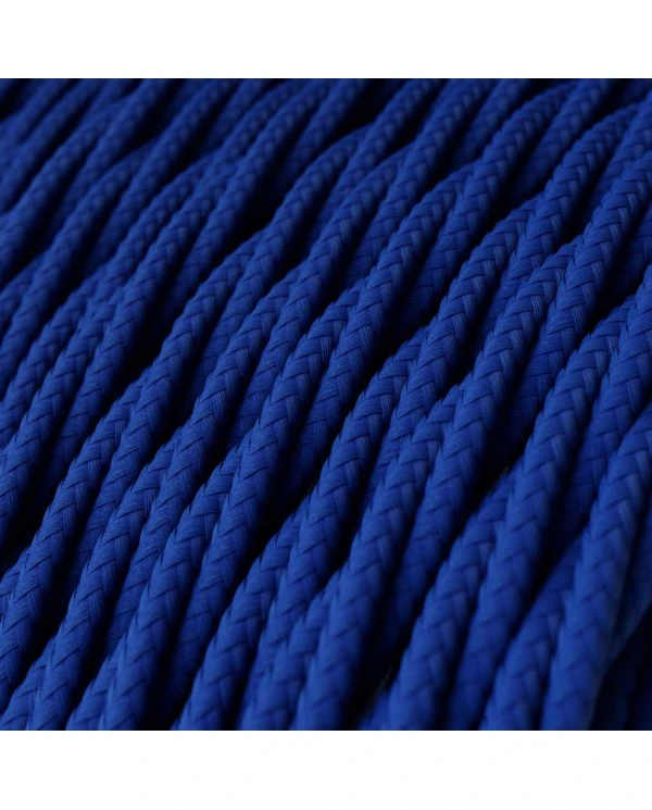 Twisted Electric Cable covered by Rayon solid color fabric TM12 Blue