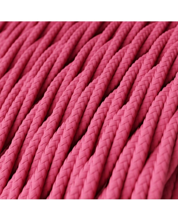 Twisted Electric Cable covered by Rayon solid color fabric TM08 Fuchsia