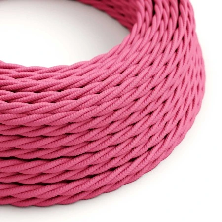 Twisted Electric Cable covered by Rayon solid color fabric TM08 Fuchsia