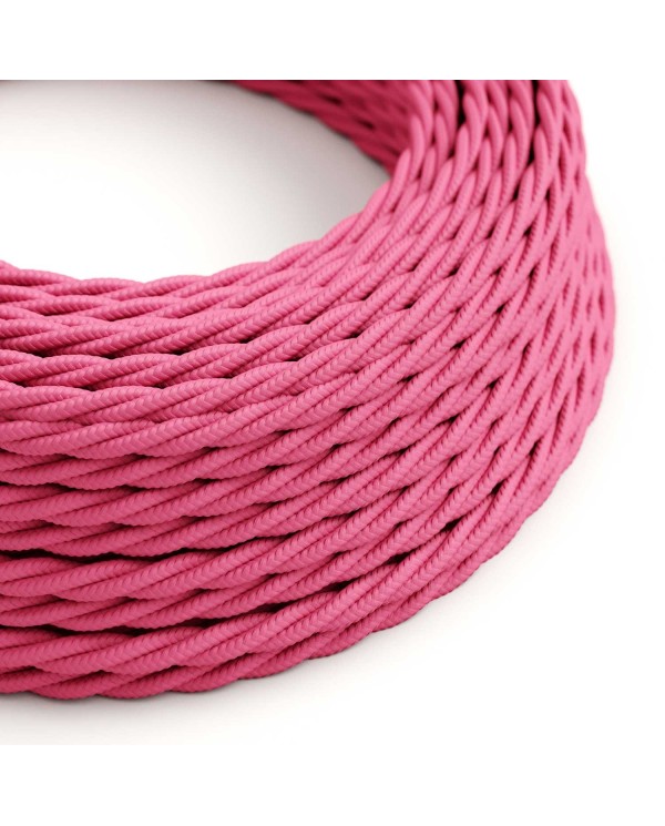 Twisted Electric Cable covered by Rayon solid color fabric TM08 Fuchsia