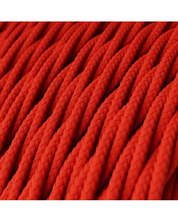 Twisted Electric Cable covered by Rayon solid color fabric TM09 Red
