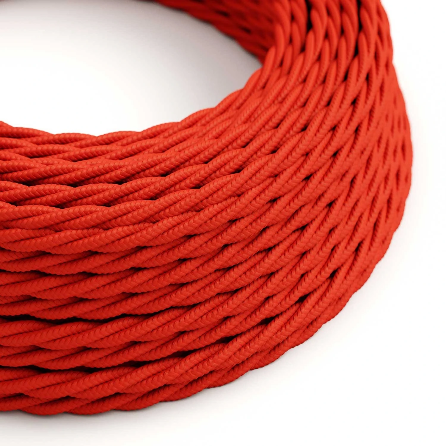 Twisted Electric Cable covered by Rayon solid color fabric TM09 Red