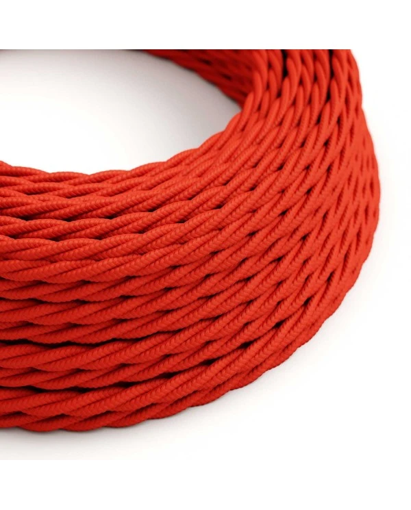 Twisted Electric Cable covered by Rayon solid color fabric TM09 Red