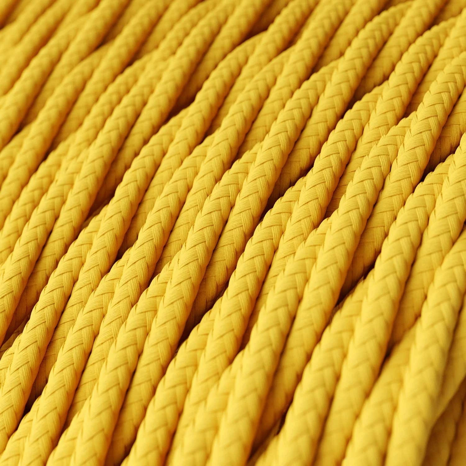 Twisted Electric Cable covered by Rayon solid color fabric TM10 Yellow