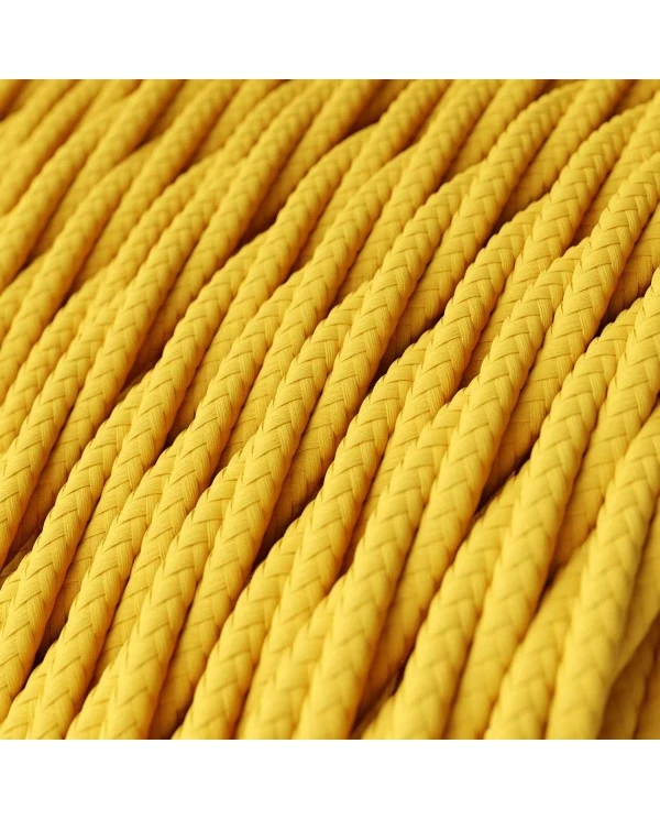 Twisted Electric Cable covered by Rayon solid color fabric TM10 Yellow