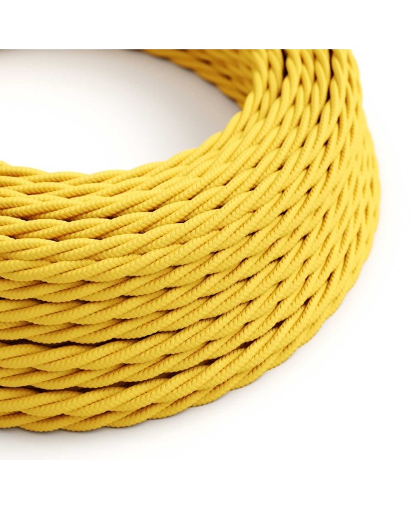 Twisted Electric Cable covered by Rayon solid color fabric TM10 Yellow