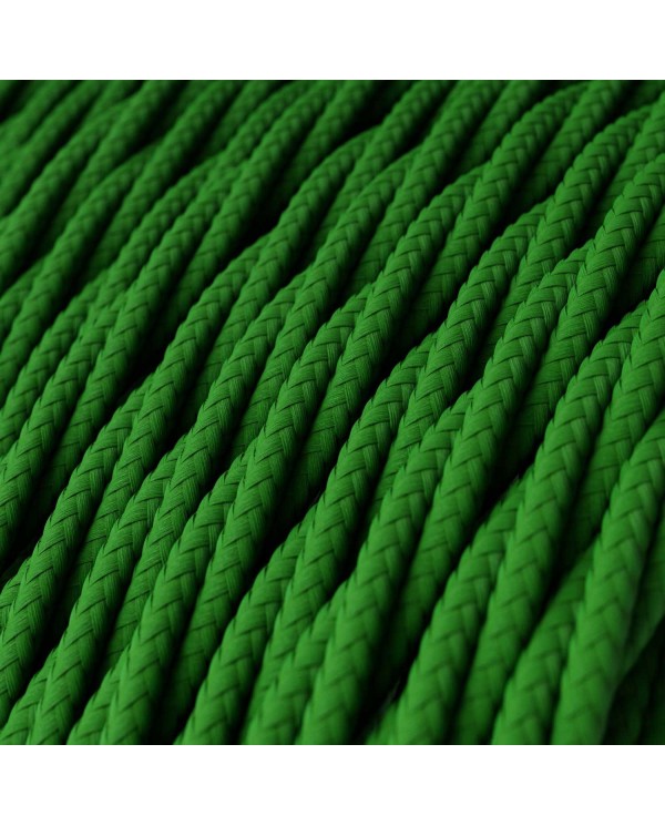 Twisted Electric Cable covered by Rayon solid color fabric TM06 Green