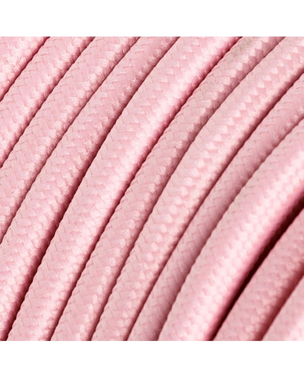 Round Electric Cable covered by Rayon solid color fabric RM16 Baby Pink