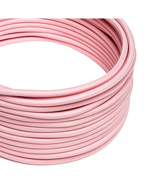 Round Electric Cable covered by Rayon solid color fabric RM16 Baby Pink