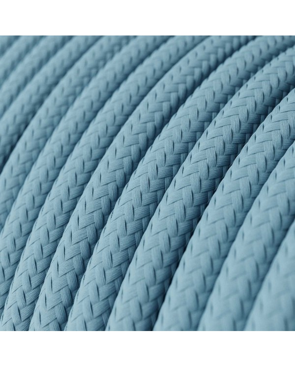 Round Electric Cable covered by Rayon solid color fabric RM17 Baby Azure
