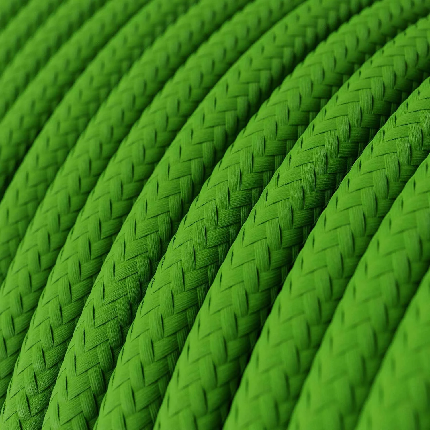 Round Electric Cable covered by Rayon solid color fabric RM18 Green Lime