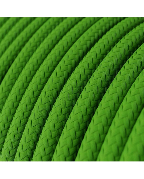 Round Electric Cable covered by Rayon solid color fabric RM18 Green Lime