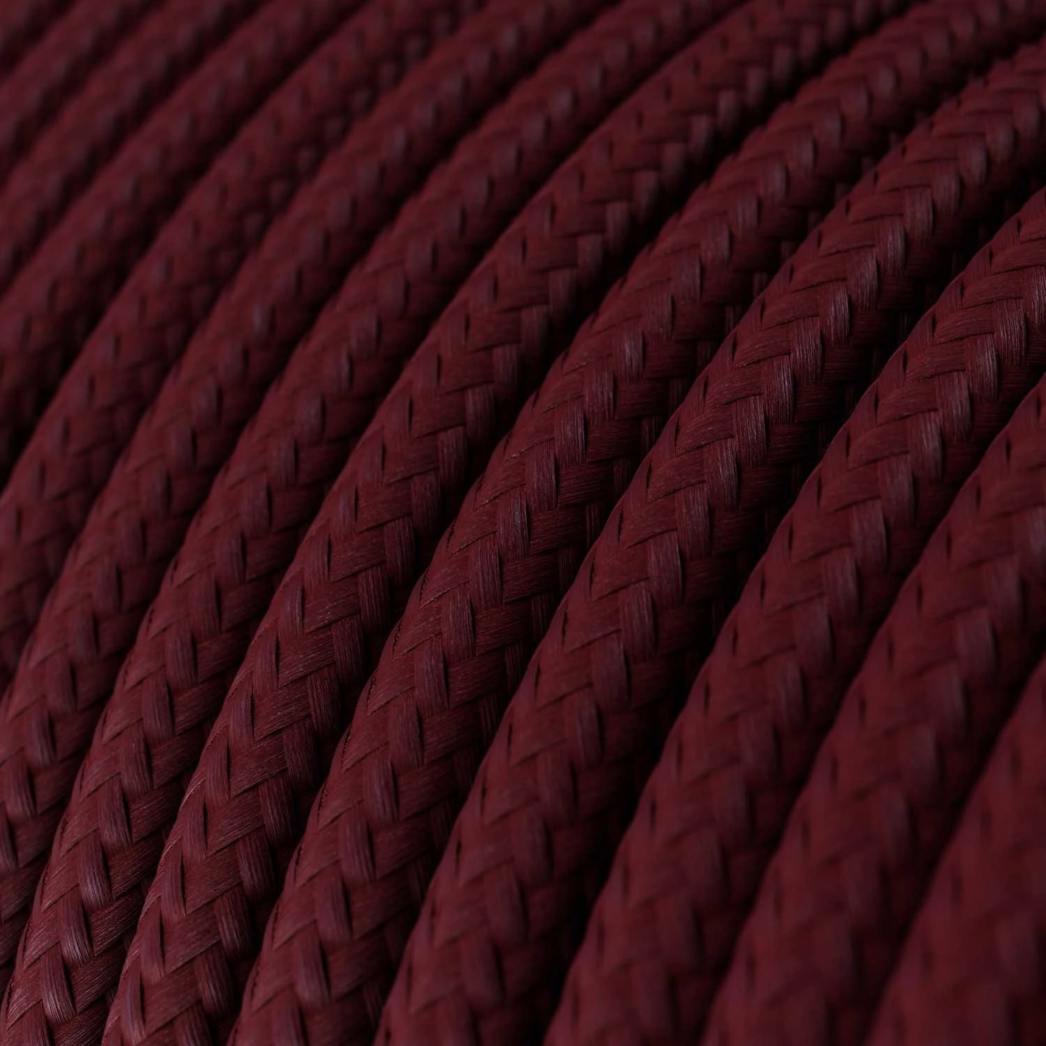 Round Electric Cable covered by Rayon solid color fabric RM19 Burgundy