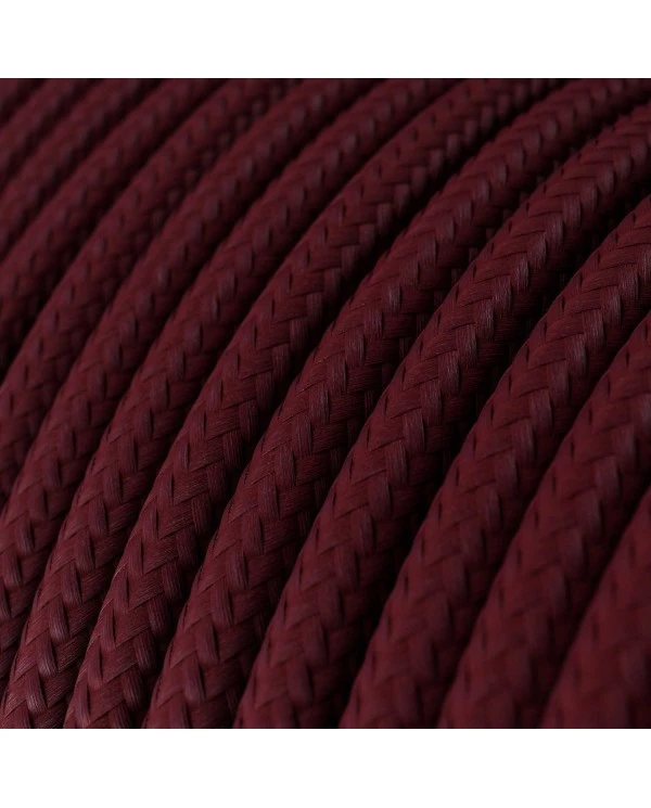 Round Electric Cable covered by Rayon solid color fabric RM19 Burgundy