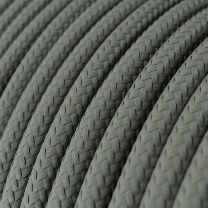 Round Electric Cable covered by Rayon solid color fabric RM03 Grey