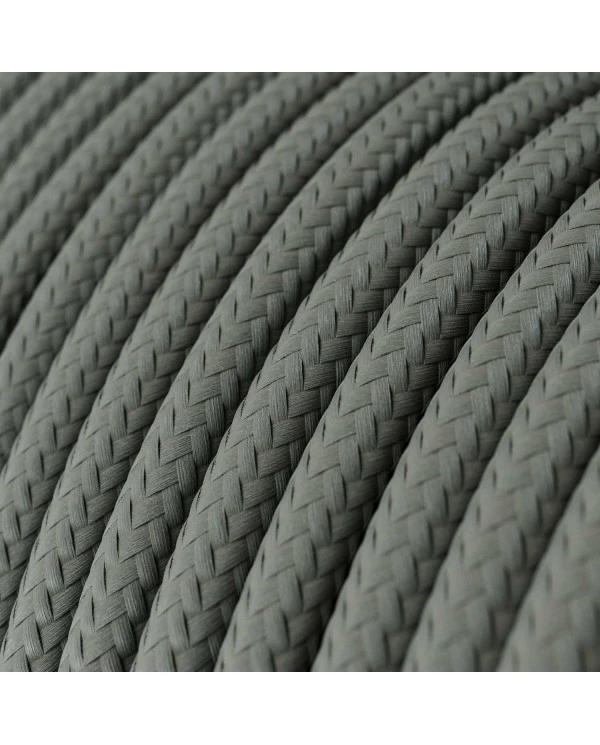 Round Electric Cable covered by Rayon solid color fabric RM03 Grey