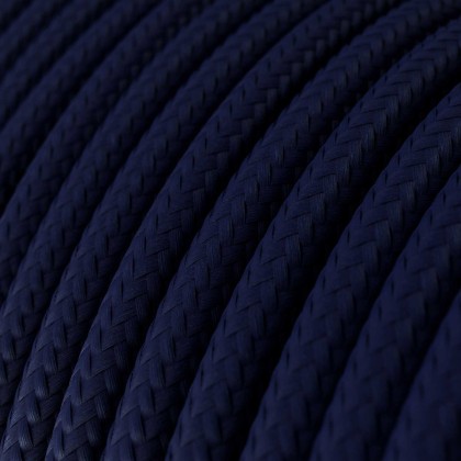 Round Electric Cable covered by Rayon solid color fabric RM20 Dark Blue