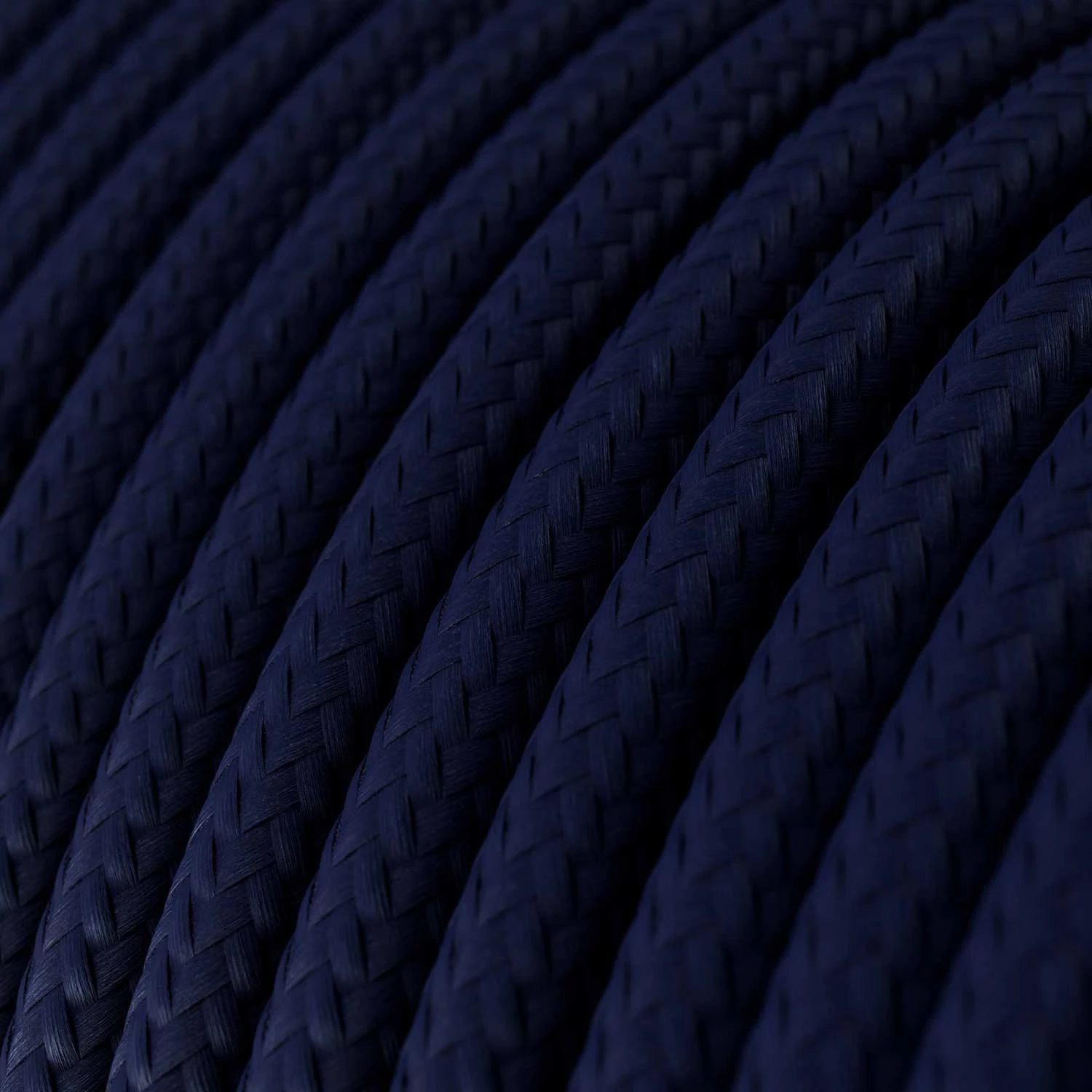 Round Electric Cable covered by Rayon solid color fabric RM20 Dark Blue