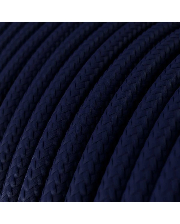 Round Electric Cable covered by Rayon solid color fabric RM20 Dark Blue