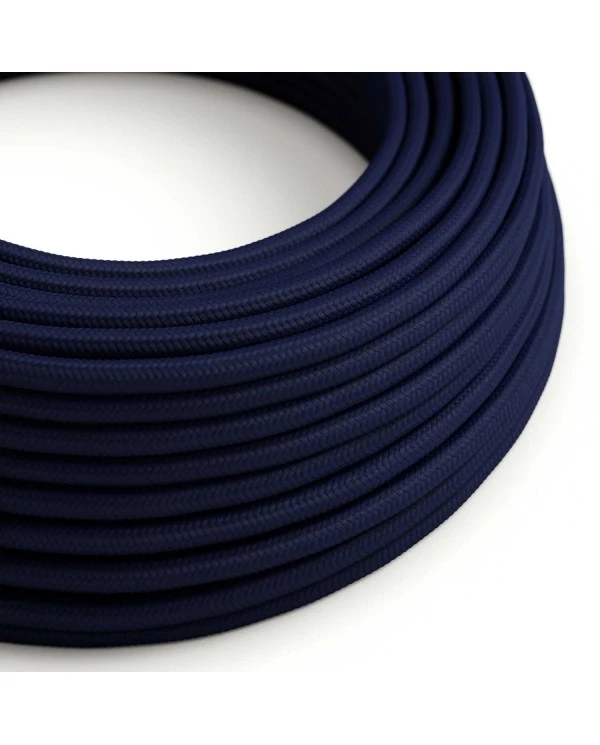 Round Electric Cable covered by Rayon solid color fabric RM20 Dark Blue