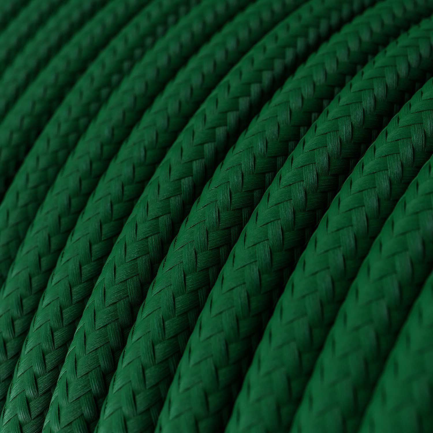 Round Electric Cable covered by Rayon solid color fabric RM21 Dark Green