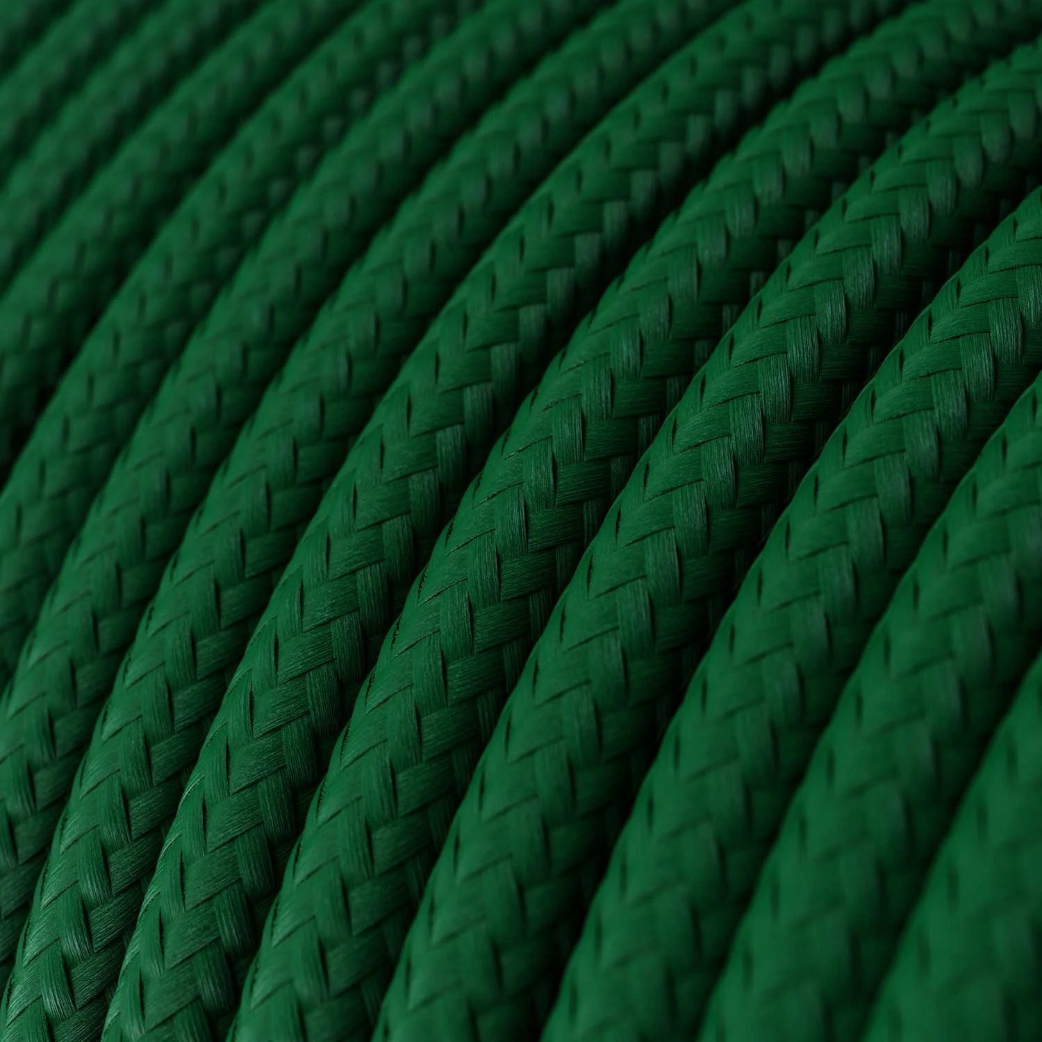 Round Electric Cable covered by Rayon solid color fabric RM21 Dark Green