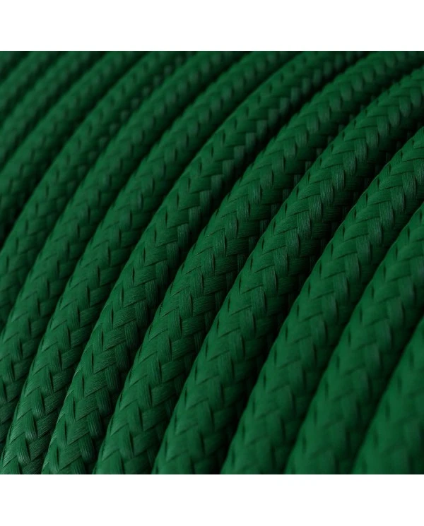 Round Electric Cable covered by Rayon solid color fabric RM21 Dark Green