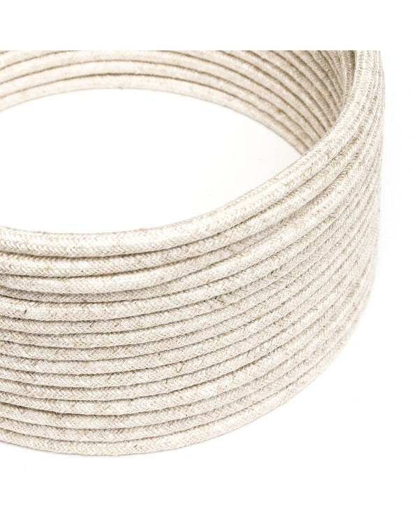 Round Electric Cable covered by Natural Linen RN01 Neutral