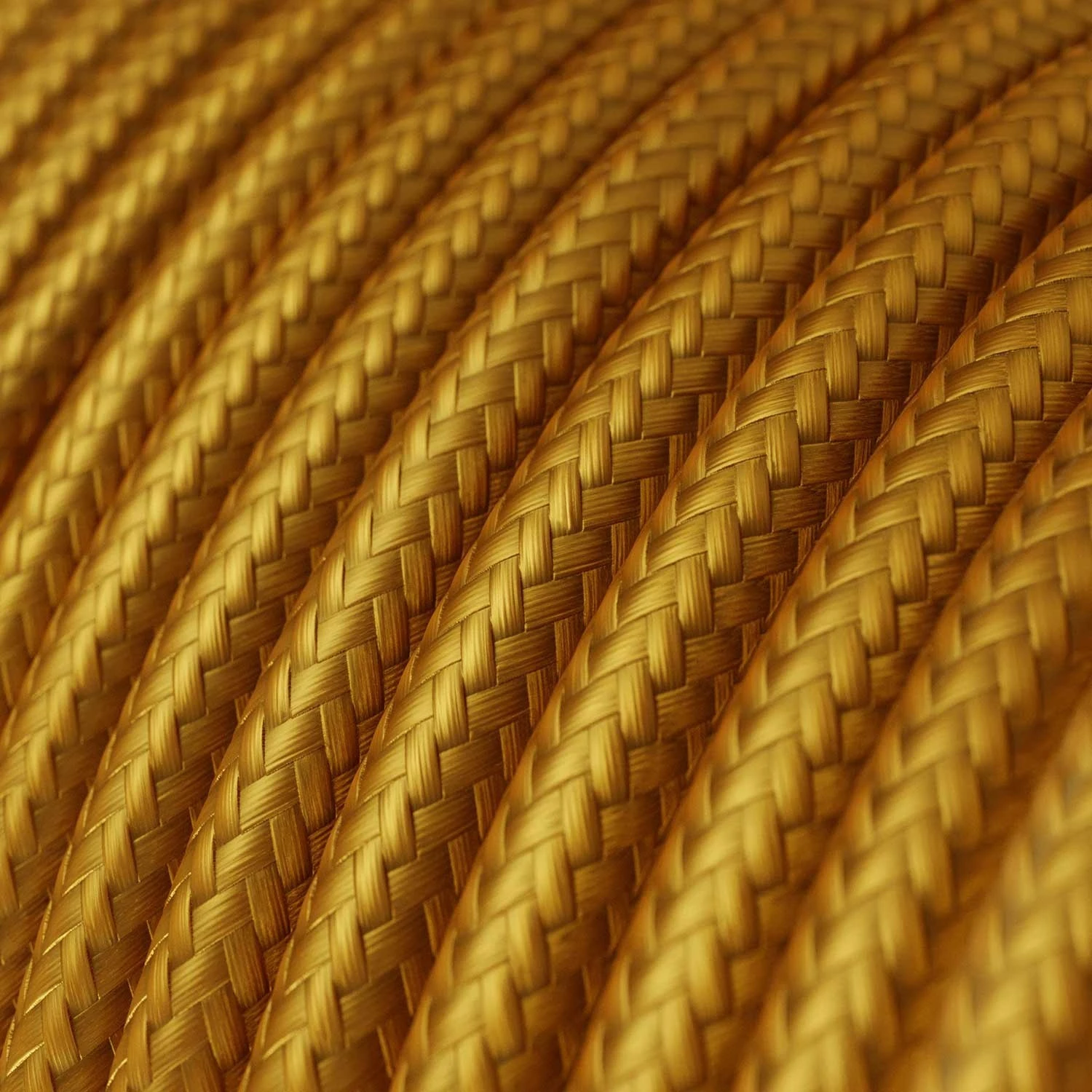 Round Electric Cable covered by Rayon solid color fabric RM05 Gold