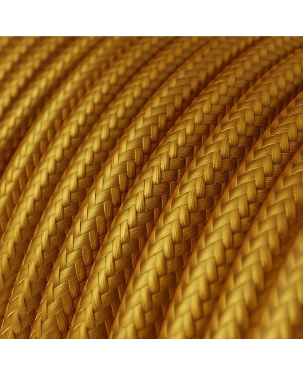 Round Electric Cable covered by Rayon solid color fabric RM05 Gold