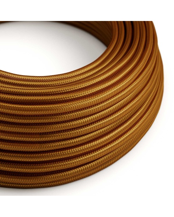 Round Electric Cable covered by Rayon solid color fabric RM22 Whiskey