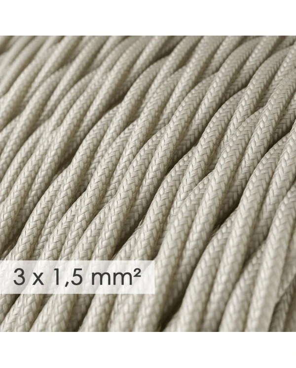 Large section electric cable 3x1,50 twisted - covered by rayon Ivory TM00