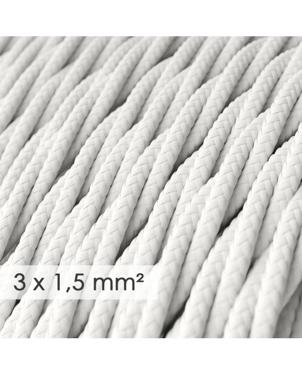 Large section electric cable 3x1,50 twisted - covered by rayon White TM01