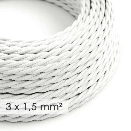 Large section electric cable 3x1,50 twisted - covered by rayon White TM01