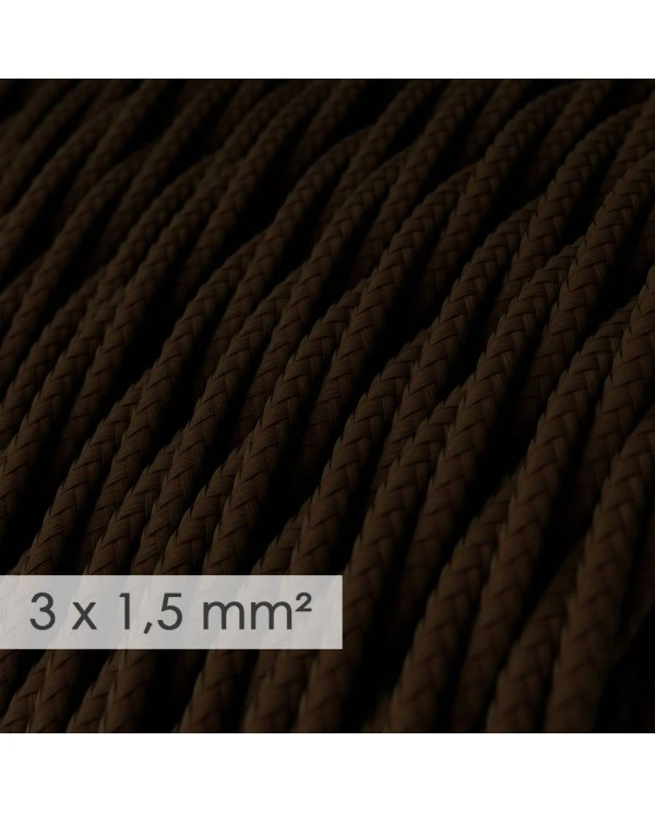 Large section electric cable 3x1,50 twisted - covered by rayon Brown TM13