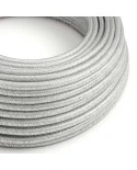 Round Glittering Electric Cable covered by Rayon solid color fabric RL02 Silver