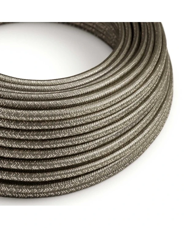 Round Glittering Electric Cable covered by Rayon solid color fabric RL03 Grey