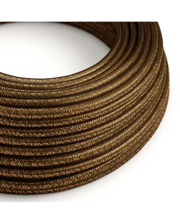 Round Glittering Electric Cable covered by Rayon solid color fabric RL13 Brown