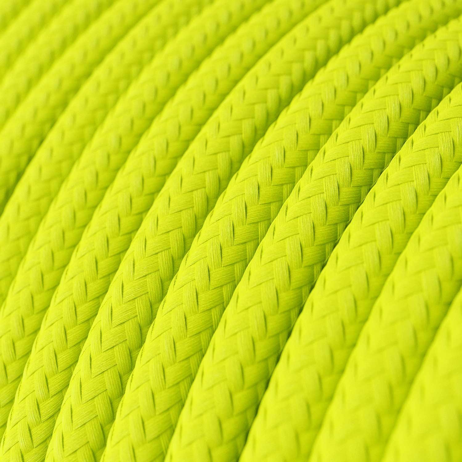Round Electric Cable covered by Rayon solid color fabric RF10 Fluo Yellow