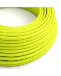 Round Electric Cable covered by Rayon solid color fabric RF10 Fluo Yellow