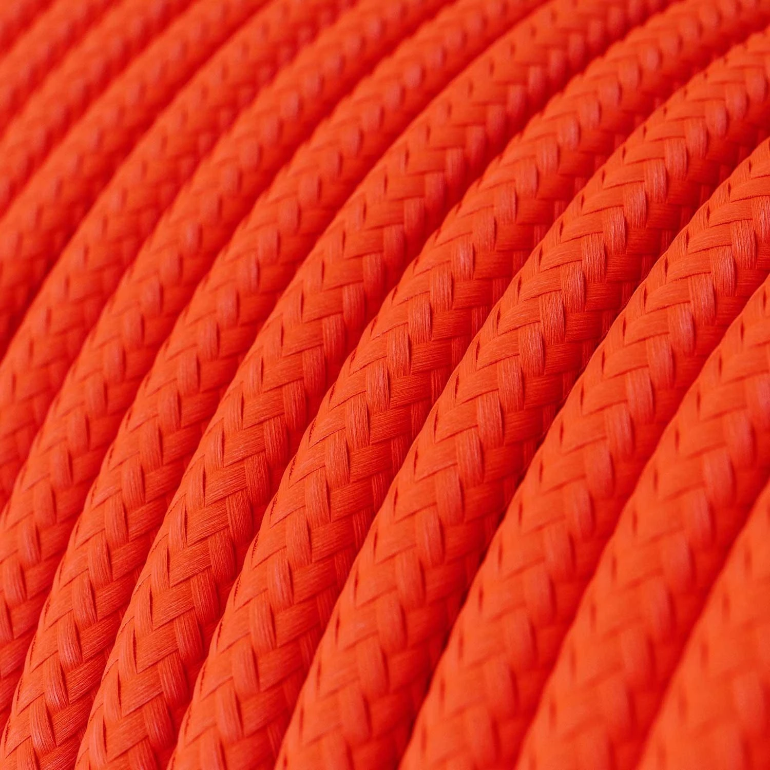 Round Electric Cable covered by Rayon solid color fabric RF15 Fluo Orange