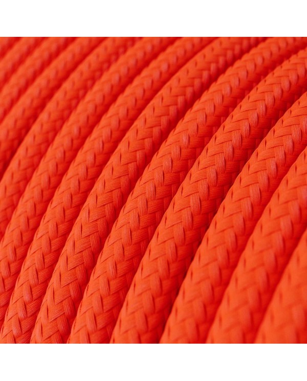 Round Electric Cable covered by Rayon solid color fabric RF15 Fluo Orange