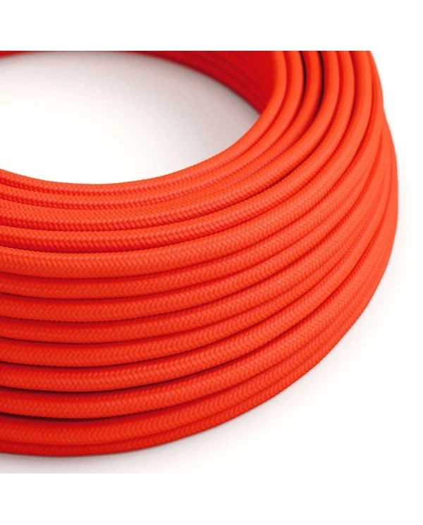 Round Electric Cable covered by Rayon solid color fabric RF15 Fluo Orange