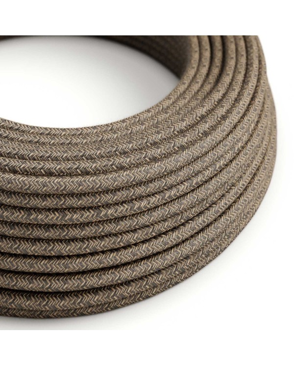 Round Electric Cable covered by Natural Linen RN04 Brown