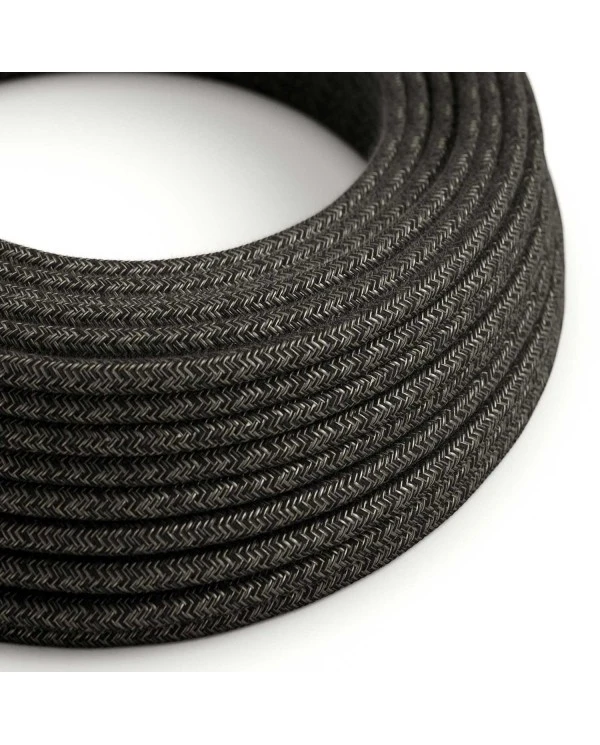 Round Electric Cable covered by Natural Linen RN03 Anthracite