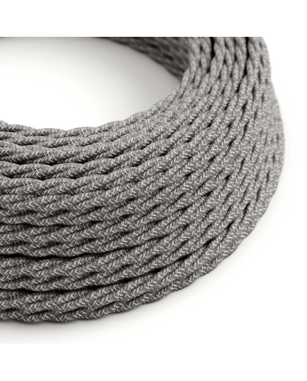 Twisted Electric Cable covered by Natural Linen TN02 Grey