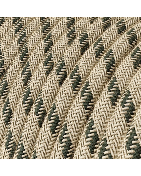 Round Electric Cable covered by Anthracite Stripes Cotton and Natural Linen RD54