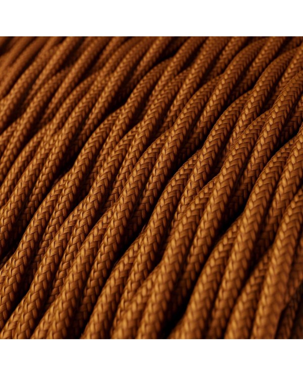 Twisted Electric Cable covered by solid silk effect fabric TM22 Whiskey